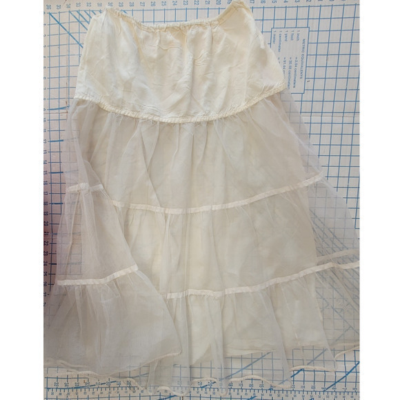 Vintage Rockabilly Crinoline Elastic Waist Teared Maxi Skirt - Picture 4 of 8
